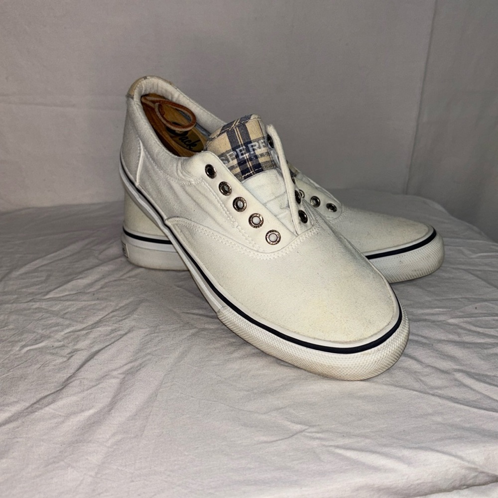 Sperry Men’s Top-Sider Halyard Laceless White Casual Shoes Size 9